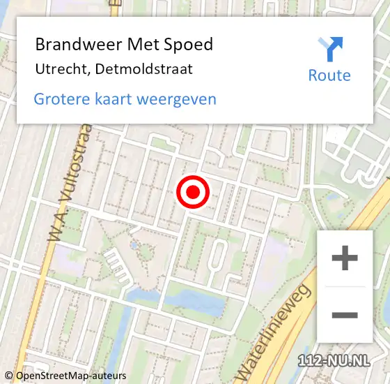 Locatie op kaart van de 112 melding: Brandweer Met Spoed Naar Utrecht, Detmoldstraat op 29 december 2019 06:45