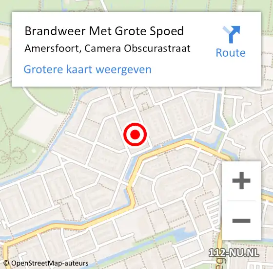 Locatie op kaart van de 112 melding: Brandweer Met Grote Spoed Naar Amersfoort, Camera Obscurastraat op 29 december 2019 07:45