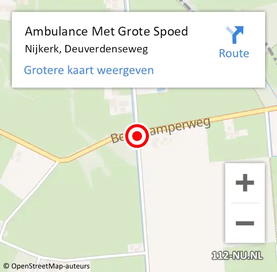 Locatie op kaart van de 112 melding: Ambulance Met Grote Spoed Naar Nijkerk, Deuverdenseweg op 29 december 2019 08:02