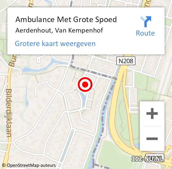 Locatie op kaart van de 112 melding: Ambulance Met Grote Spoed Naar Aerdenhout, Van Kempenhof op 29 december 2019 09:14