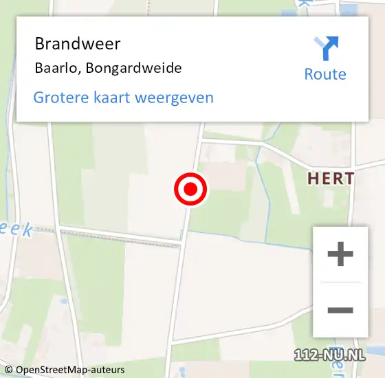 Locatie op kaart van de 112 melding: Brandweer Baarlo, Bongardweide op 29 december 2019 09:37