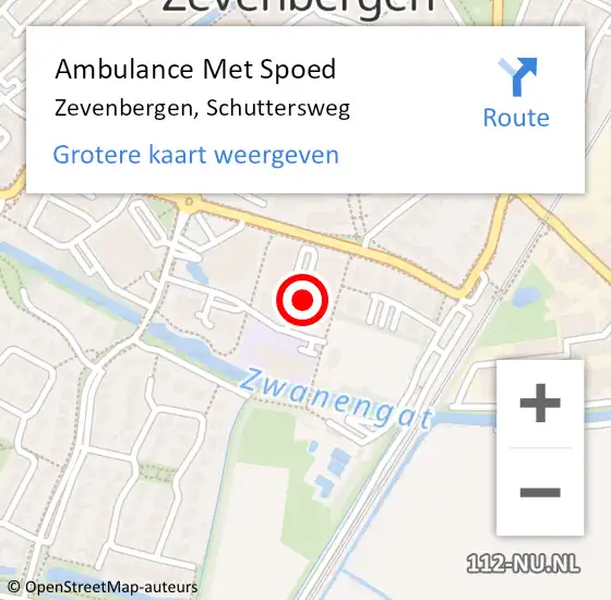 Locatie op kaart van de 112 melding: Ambulance Met Spoed Naar Zevenbergen, Schuttersweg op 29 december 2019 09:59