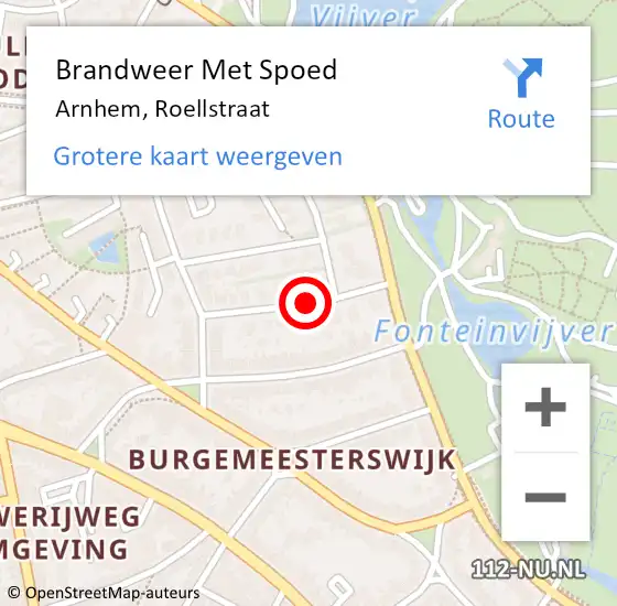 Locatie op kaart van de 112 melding: Brandweer Met Spoed Naar Arnhem, Roellstraat op 29 december 2019 11:09