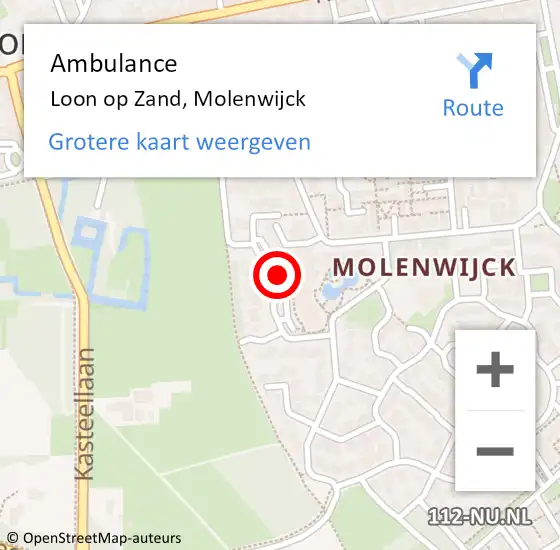 Locatie op kaart van de 112 melding: Ambulance Loon op Zand, Molenwijck op 29 december 2019 12:33