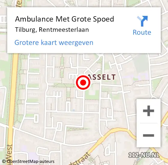 Locatie op kaart van de 112 melding: Ambulance Met Grote Spoed Naar Tilburg, Rentmeesterlaan op 29 december 2019 13:26