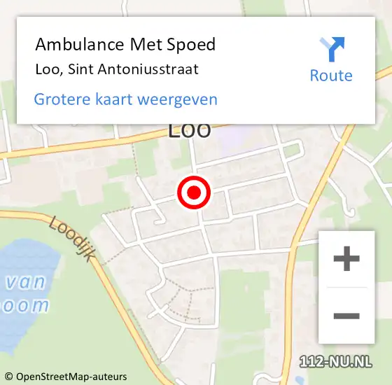 Locatie op kaart van de 112 melding: Ambulance Met Spoed Naar Loo, Sint Antoniusstraat op 29 december 2019 13:44