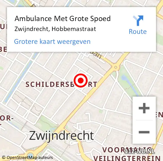 Locatie op kaart van de 112 melding: Ambulance Met Grote Spoed Naar Zwijndrecht, Hobbemastraat op 29 december 2019 13:57