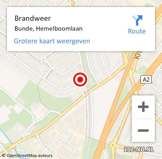 Locatie op kaart van de 112 melding: Brandweer Bunde, Hemelboomlaan op 29 september 2013 21:08