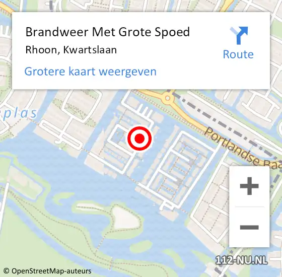 Locatie op kaart van de 112 melding: Brandweer Met Grote Spoed Naar Rhoon, Kwartslaan op 29 december 2019 15:50