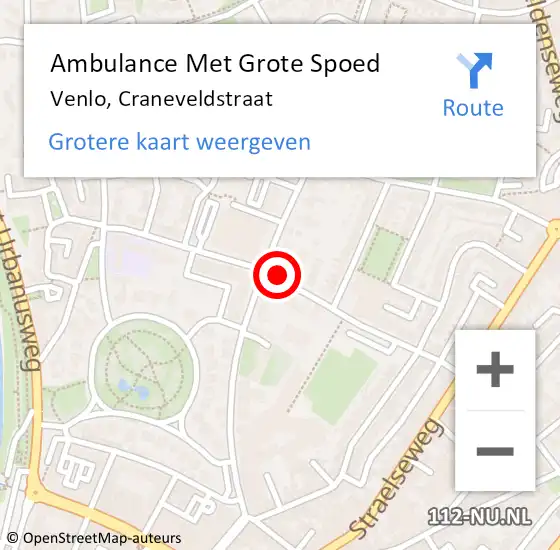 Locatie op kaart van de 112 melding: Ambulance Met Grote Spoed Naar Venlo, Craneveldstraat op 29 december 2019 16:12