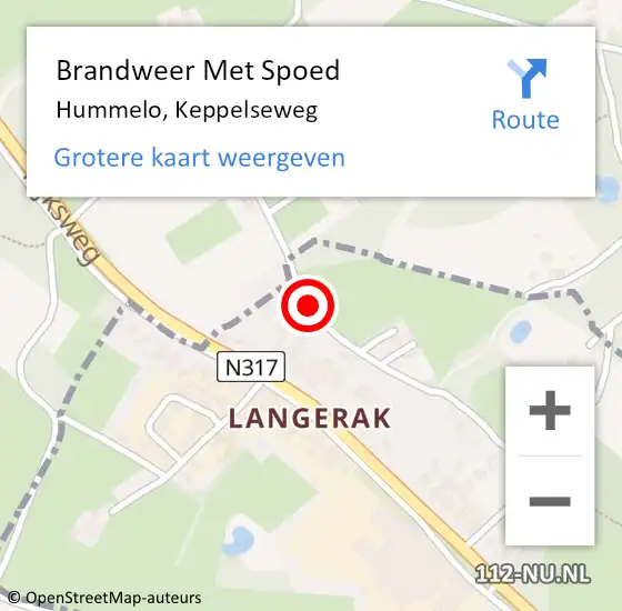 Locatie op kaart van de 112 melding: Brandweer Met Spoed Naar Hummelo, Keppelseweg op 29 december 2019 16:16