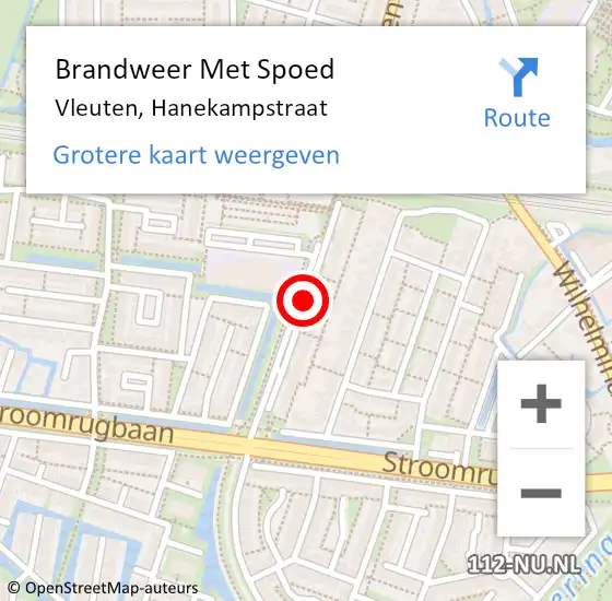 Locatie op kaart van de 112 melding: Brandweer Met Spoed Naar Vleuten, Hanekampstraat op 29 december 2019 16:38