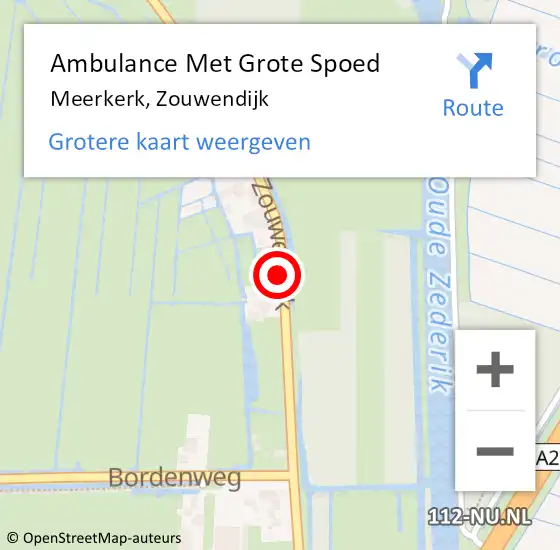 Locatie op kaart van de 112 melding: Ambulance Met Grote Spoed Naar Meerkerk, Zouwendijk op 29 december 2019 16:58