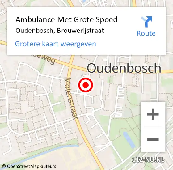 Locatie op kaart van de 112 melding: Ambulance Met Grote Spoed Naar Oudenbosch, Brouwerijstraat op 29 december 2019 17:00