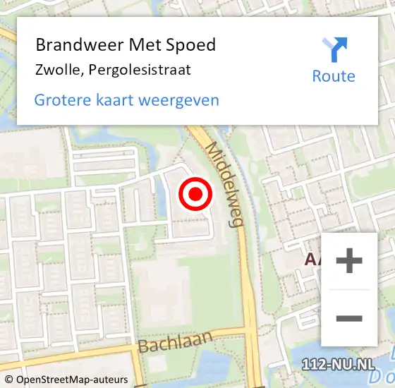 Locatie op kaart van de 112 melding: Brandweer Met Spoed Naar Zwolle, Pergolesistraat op 29 december 2019 17:07
