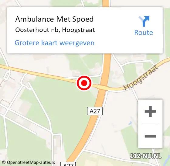 Locatie op kaart van de 112 melding: Ambulance Met Spoed Naar Oosterhout nb, Hoogstraat op 29 december 2019 18:28