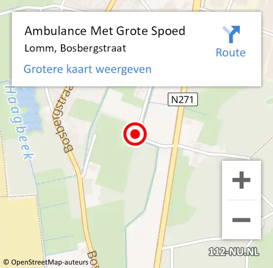 Locatie op kaart van de 112 melding: Ambulance Met Grote Spoed Naar Lomm, Bosbergstraat op 29 december 2019 19:15