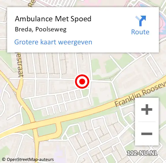 Locatie op kaart van de 112 melding: Ambulance Met Spoed Naar Breda, Poolseweg op 29 december 2019 20:06