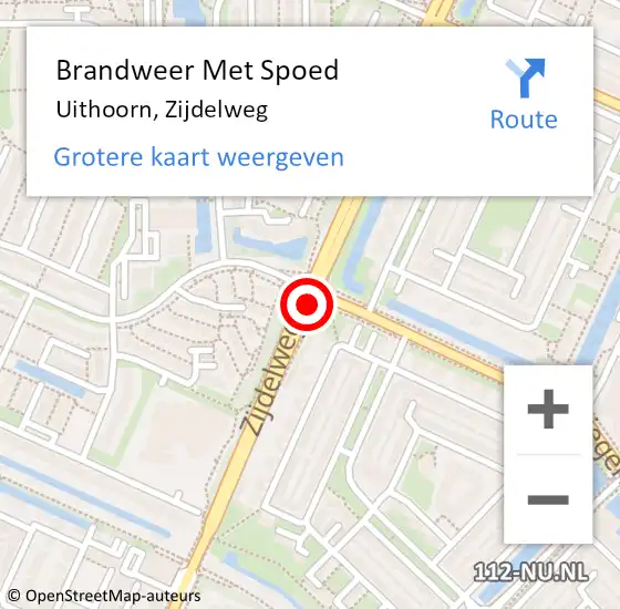 Locatie op kaart van de 112 melding: Brandweer Met Spoed Naar Uithoorn, Zijdelweg op 29 december 2019 20:10