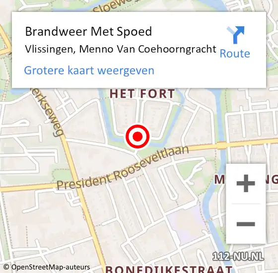 Locatie op kaart van de 112 melding: Brandweer Met Spoed Naar Vlissingen, Menno Van Coehoorngracht op 29 december 2019 20:22