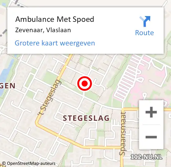 Locatie op kaart van de 112 melding: Ambulance Met Spoed Naar Zevenaar, Vlaslaan op 29 december 2019 20:35