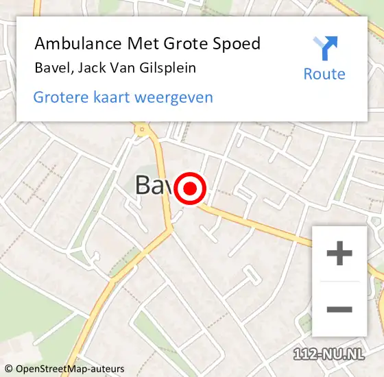 Locatie op kaart van de 112 melding: Ambulance Met Grote Spoed Naar Bavel, Jack Van Gilsplein op 29 december 2019 20:52