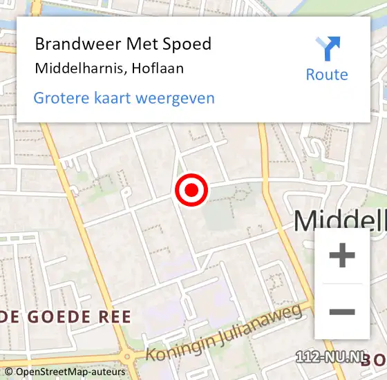 Locatie op kaart van de 112 melding: Brandweer Met Spoed Naar Middelharnis, Hoflaan op 29 december 2019 21:02