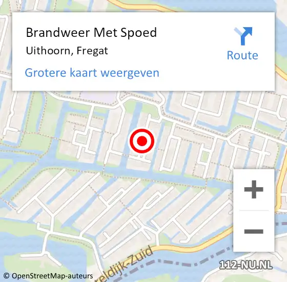 Locatie op kaart van de 112 melding: Brandweer Met Spoed Naar Uithoorn, Fregat op 29 december 2019 21:52