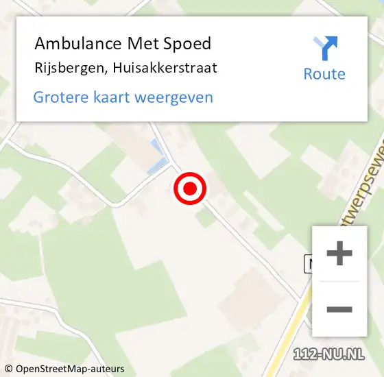 Locatie op kaart van de 112 melding: Ambulance Met Spoed Naar Rijsbergen, Huisakkerstraat op 29 december 2019 22:21