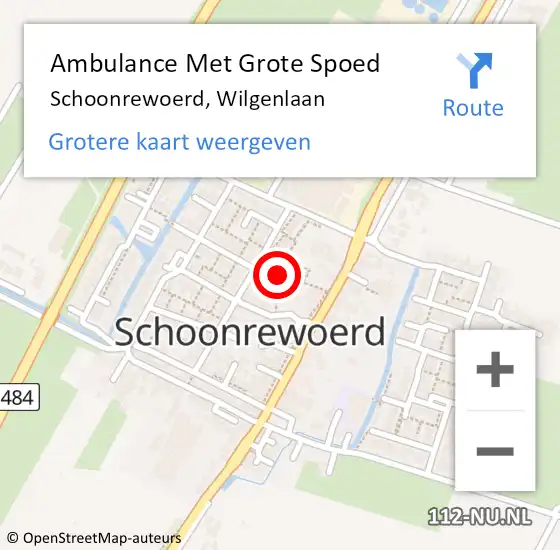 Locatie op kaart van de 112 melding: Ambulance Met Grote Spoed Naar Schoonrewoerd, Wilgenlaan op 24 april 2014 10:12