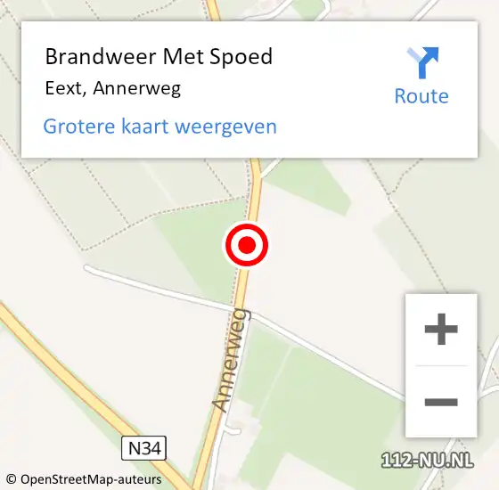 Locatie op kaart van de 112 melding: Brandweer Met Spoed Naar Eext, Annerweg op 29 december 2019 23:13