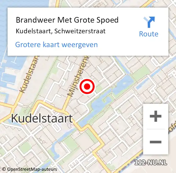 Locatie op kaart van de 112 melding: Brandweer Met Grote Spoed Naar Kudelstaart, Schweitzerstraat op 30 december 2019 00:33