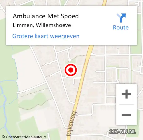 Locatie op kaart van de 112 melding: Ambulance Met Spoed Naar Limmen, Willemshoeve op 30 december 2019 02:15