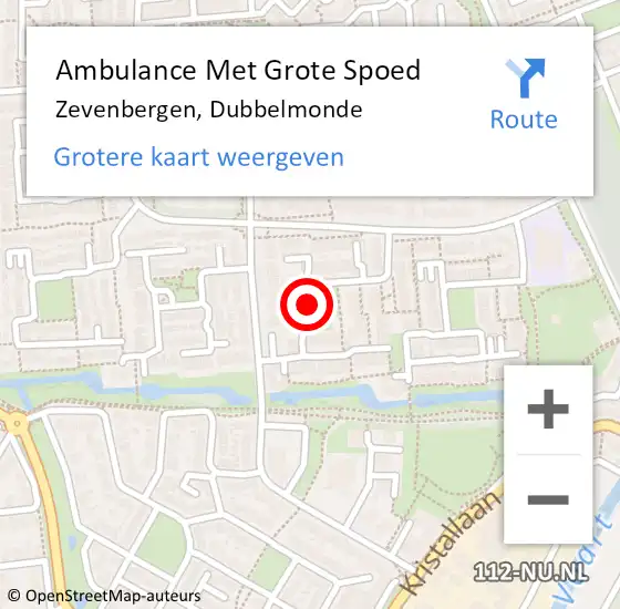 Locatie op kaart van de 112 melding: Ambulance Met Grote Spoed Naar Zevenbergen, Dubbelmonde op 30 december 2019 06:31
