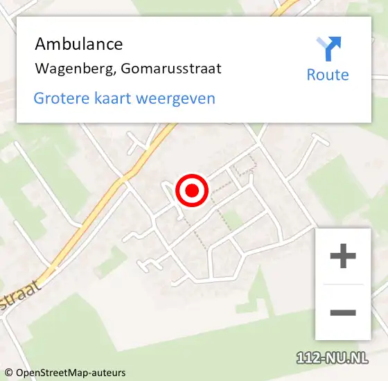Locatie op kaart van de 112 melding: Ambulance Wagenberg, Gomarusstraat op 30 december 2019 08:00