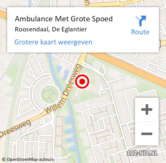 Locatie op kaart van de 112 melding: Ambulance Met Grote Spoed Naar Roosendaal, De Eglantier op 30 december 2019 10:03