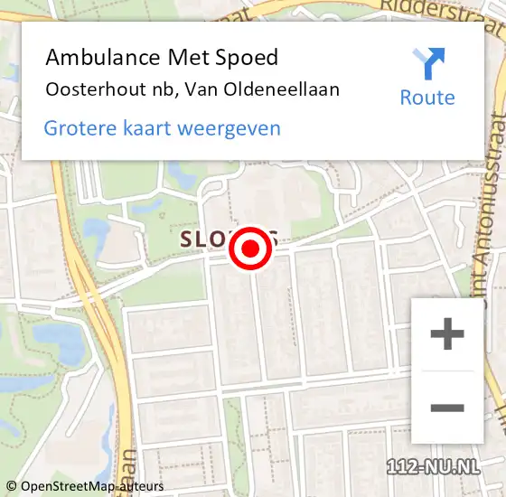 Locatie op kaart van de 112 melding: Ambulance Met Spoed Naar Oosterhout nb, Van Oldeneellaan op 30 december 2019 10:17