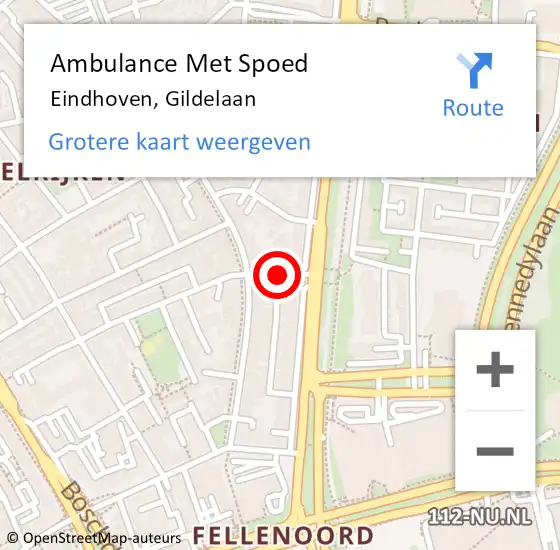 Locatie op kaart van de 112 melding: Ambulance Met Spoed Naar Eindhoven, Gildelaan op 30 december 2019 11:00