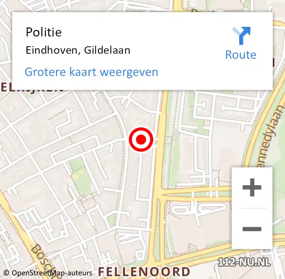 Locatie op kaart van de 112 melding: Politie Eindhoven, Gildelaan op 30 december 2019 11:02