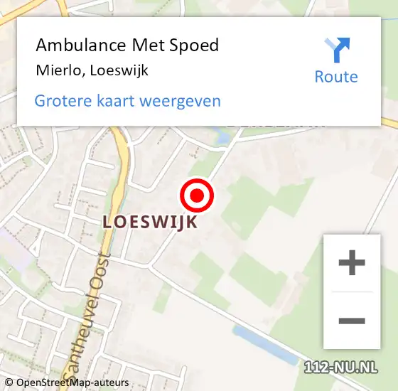 Locatie op kaart van de 112 melding: Ambulance Met Spoed Naar Mierlo, Loeswijk op 30 december 2019 11:18