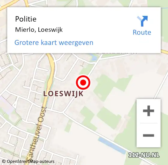 Locatie op kaart van de 112 melding: Politie Mierlo, Loeswijk op 30 december 2019 11:18