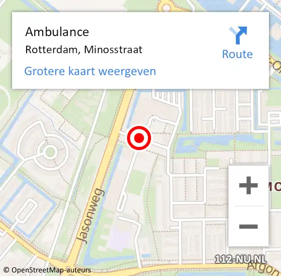 Locatie op kaart van de 112 melding: Ambulance Rotterdam, Minosstraat op 30 december 2019 11:27