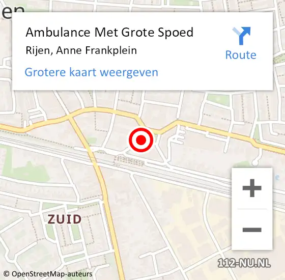 Locatie op kaart van de 112 melding: Ambulance Met Grote Spoed Naar Rijen, Anne Frankplein op 30 december 2019 11:32