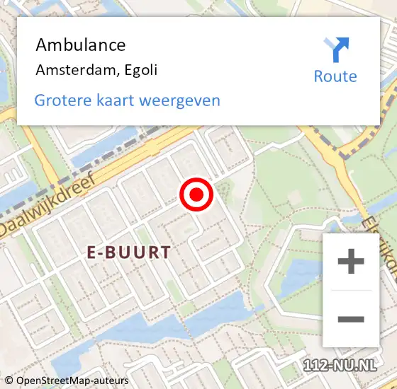 Locatie op kaart van de 112 melding: Ambulance Amsterdam, Egoli op 30 december 2019 12:02