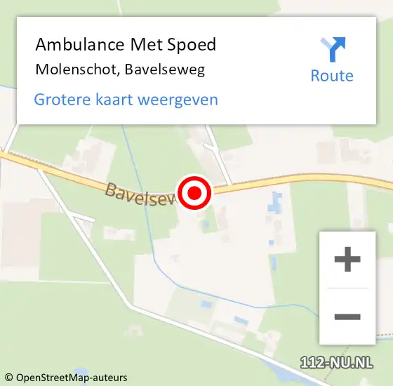 Locatie op kaart van de 112 melding: Ambulance Met Spoed Naar Molenschot, Bavelseweg op 30 december 2019 12:04