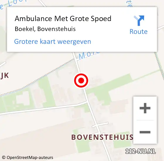 Locatie op kaart van de 112 melding: Ambulance Met Grote Spoed Naar Boekel, Bovenstehuis op 30 december 2019 12:05