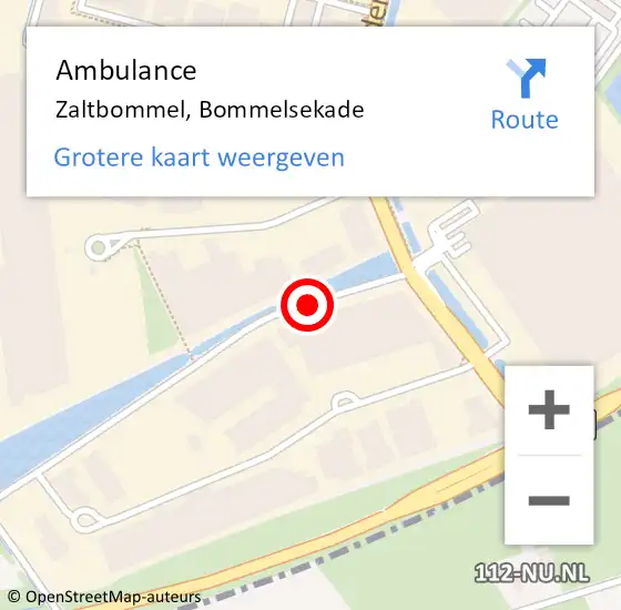 Locatie op kaart van de 112 melding: Ambulance Zaltbommel, Bommelsekade op 30 december 2019 12:07