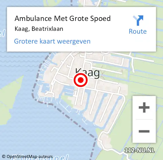 Locatie op kaart van de 112 melding: Ambulance Met Grote Spoed Naar Kaag, Beatrixlaan op 30 december 2019 12:46