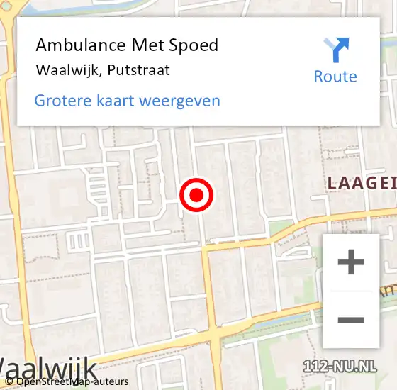 Locatie op kaart van de 112 melding: Ambulance Met Spoed Naar Waalwijk, Putstraat op 30 december 2019 13:00