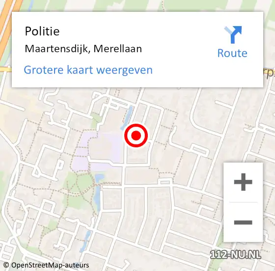 Locatie op kaart van de 112 melding: Politie Maartensdijk, Merellaan op 30 december 2019 13:21